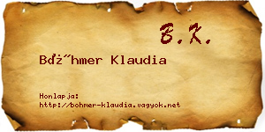 Böhmer Klaudia névjegykártya