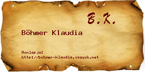 Böhmer Klaudia névjegykártya
